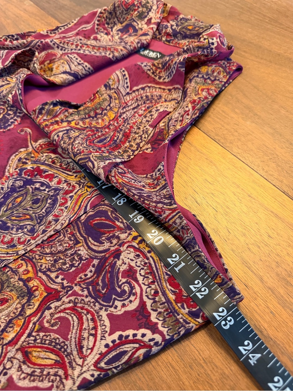 LAUREN Ralph Lauren Paisley Tie-Neck V-Neck Sleeveless Shift Dress, Size 12 - Picture 10 of 16